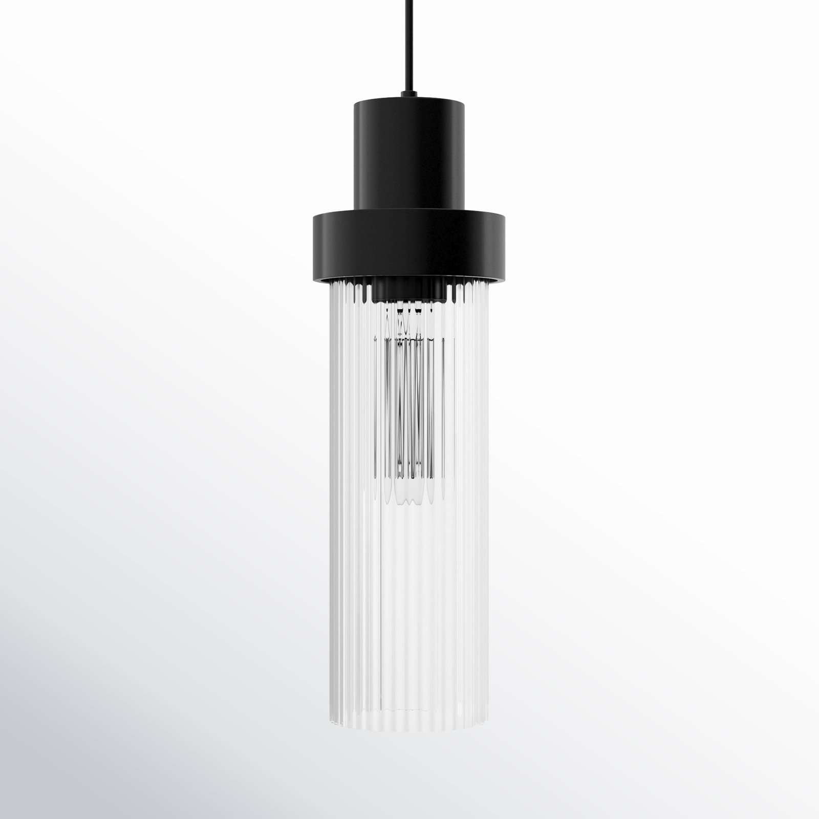 Hermit Single Light Ribbed Glass Pendant, Matte Black