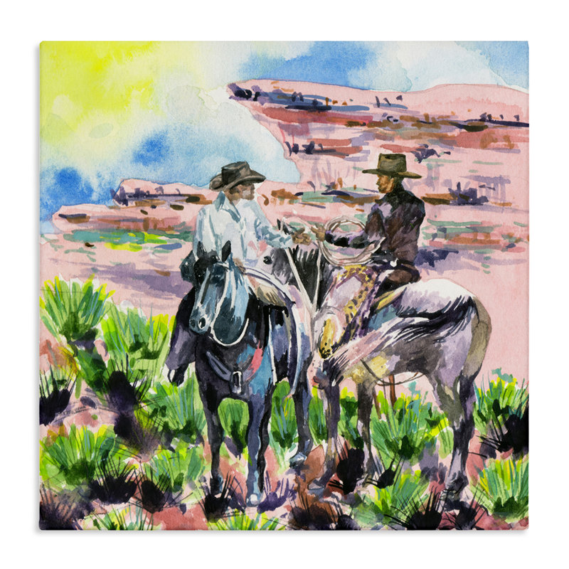 «Sunny Canyon Cowboys», art mural sur toile par Melissa Wang, H 36 po x l 36 po