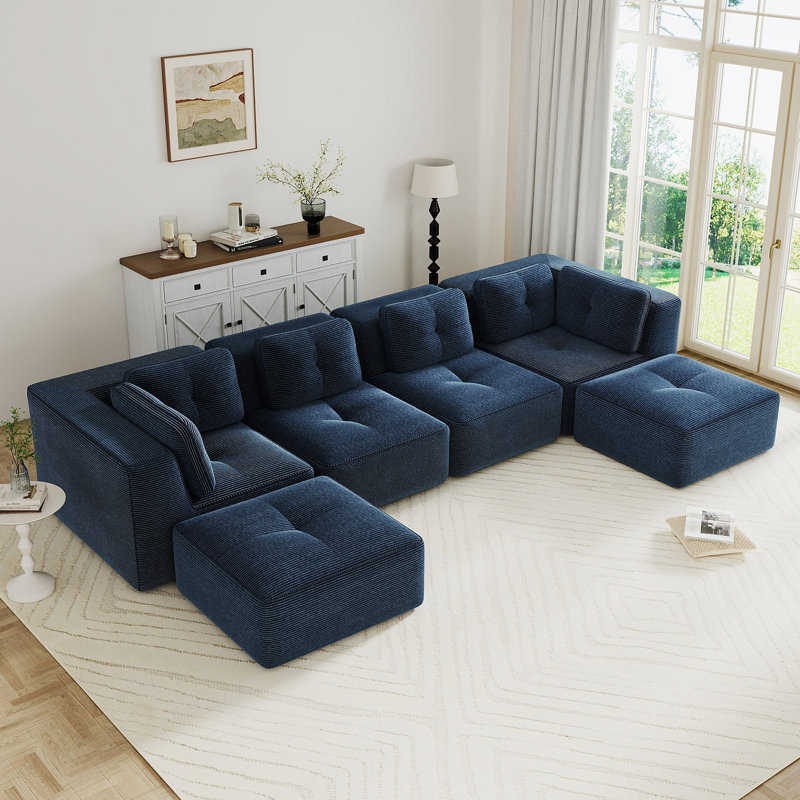 Canapé modulaire Modern, H 27,1 po x l 151,9 po x P 40,9 po, Bleu