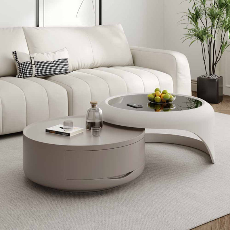 Table à thé ronde rétractable New Style, Noir; gris, Gris