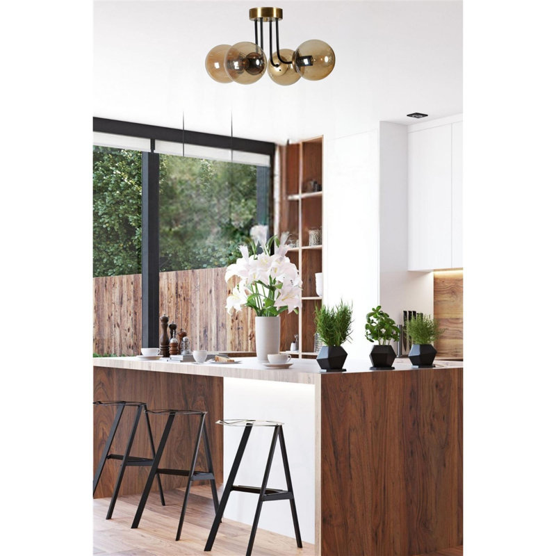 Chandle Flush Mount, Gold/Black/Amber