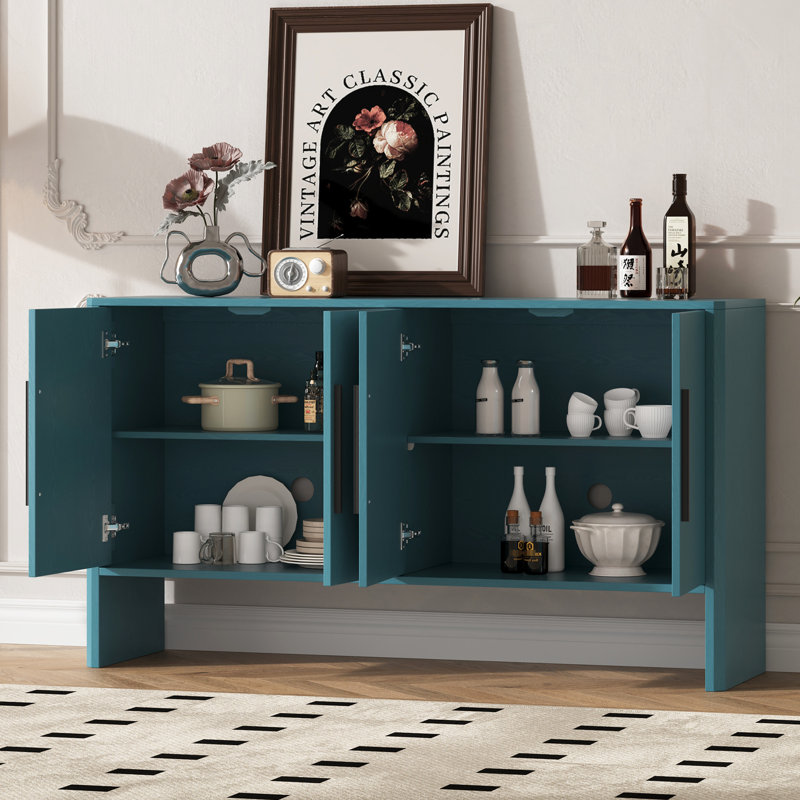 Buffet à 4 portes bleu antique pour un rangement optimal et un style élégant