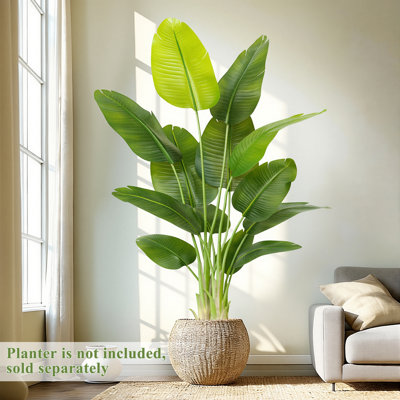 6FT Artificial Bird of Paradise Tree in Black Cement Pot – Tall Faux Tropical Plant for Indoor Home Living Room Office Decor(No Pot)
