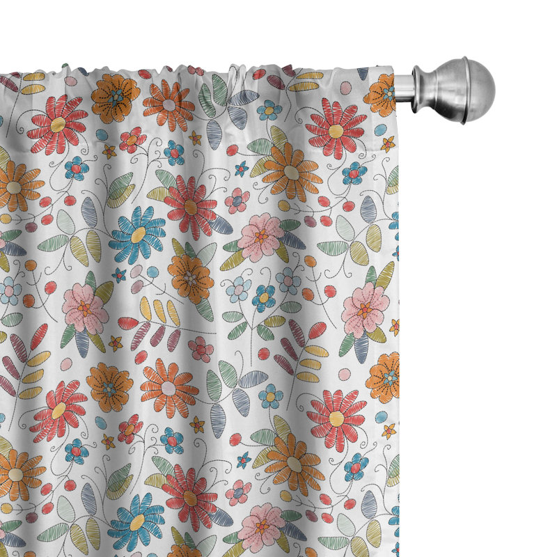 Floral Semi-Sheer Rod Pocket Curtain Panels, 28" x 95"