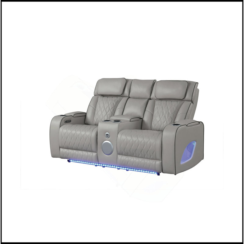 Causeuse inclinable de style moderne Fortuner en bois avec fonction de massage incluse - gris