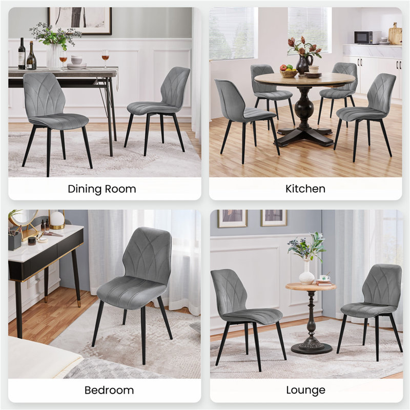 Color 45.5cm H Polyester Upholstered Side Chair, Light Gray