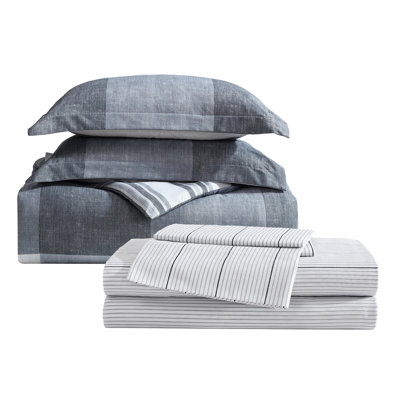 Eddie Bauer Plaid Grey Reversible Bonus Bed Set