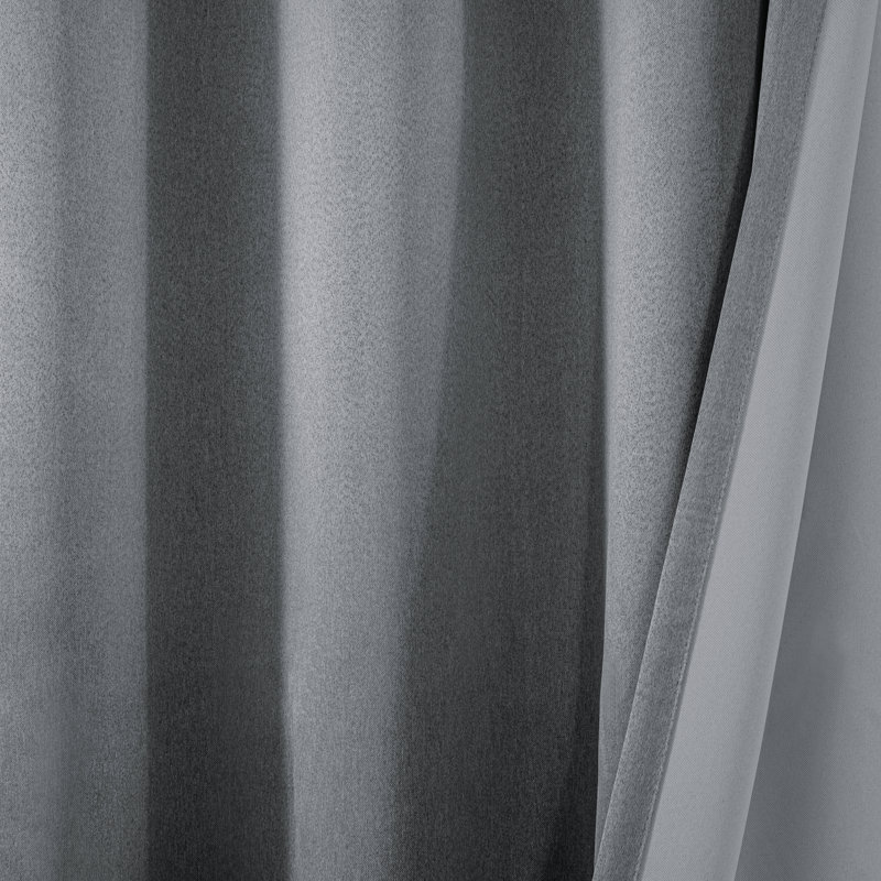 Paire de rideaux occultant de couleur unie 100% avec œillets (ensemble de 2), Gris, L 52 po x L 95 po