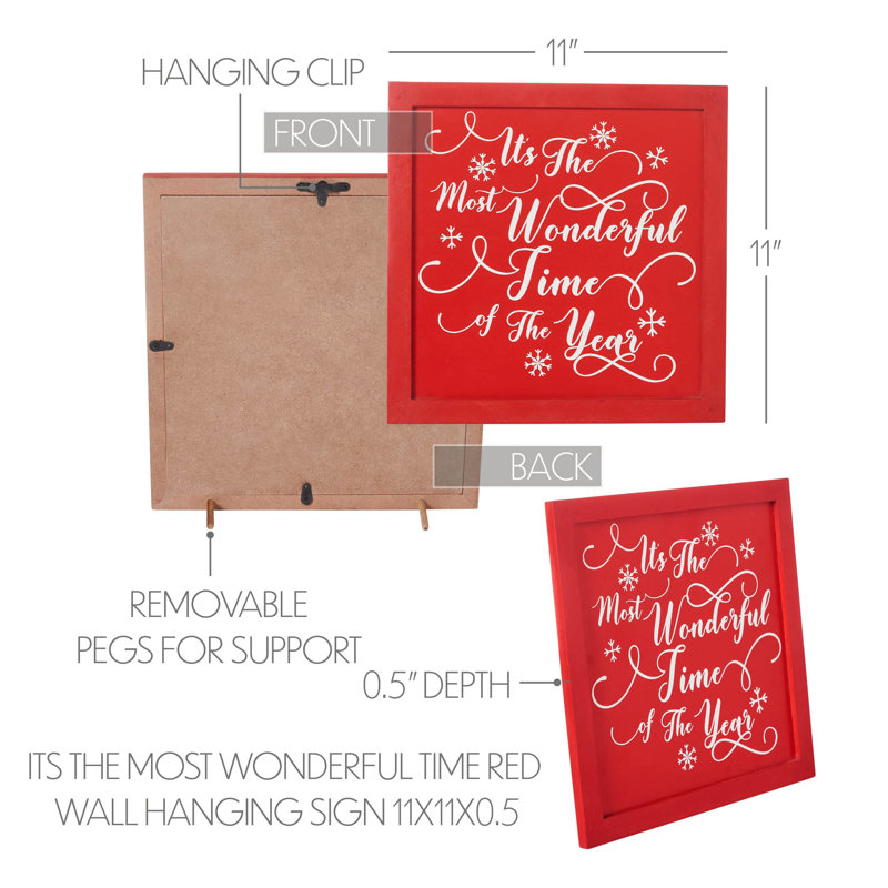 Higher Glory It's The Most Wonderful Time Red Wall Hanging Sign 11x11
