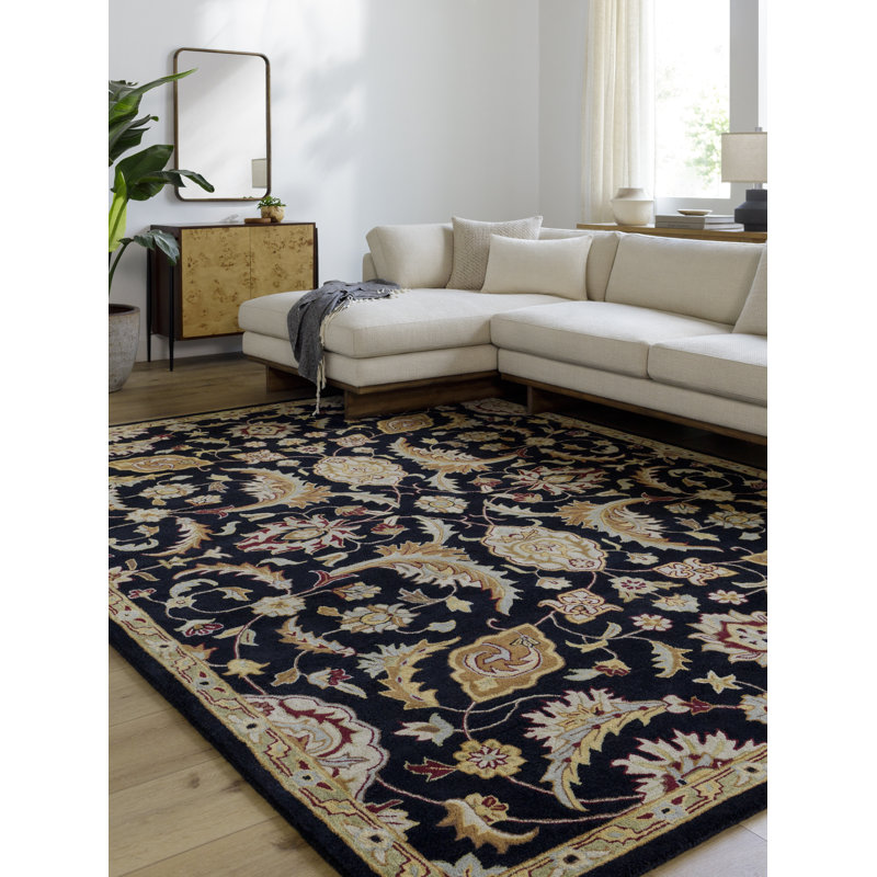 Oriental Handmade Tufted Wool Black/Camel/Beige/Brown Area Rug, Rectangle 6' x 9'