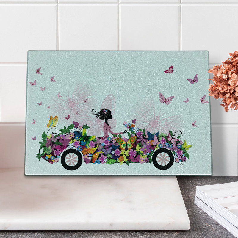 Multicolore planche à découper en verre trempé Ambesonne Cars