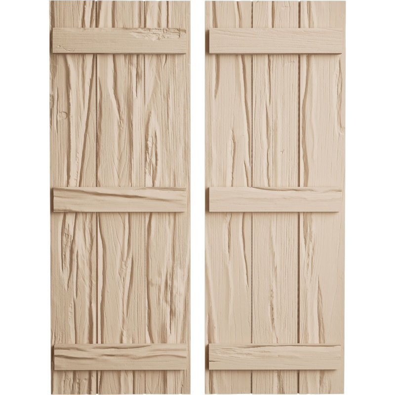 Volets en faux bois rustique à planche et nouettes (par paire), H 70 po x l 16,5 po x P 1 po, 16"