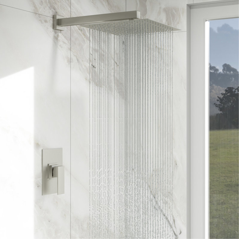 Robinet de douche à pluie 10 pouces, noir mat, acier inoxydable, valve équilibrée, installation facile, tête de robinet d'apparence, fixation murale, débit réglable