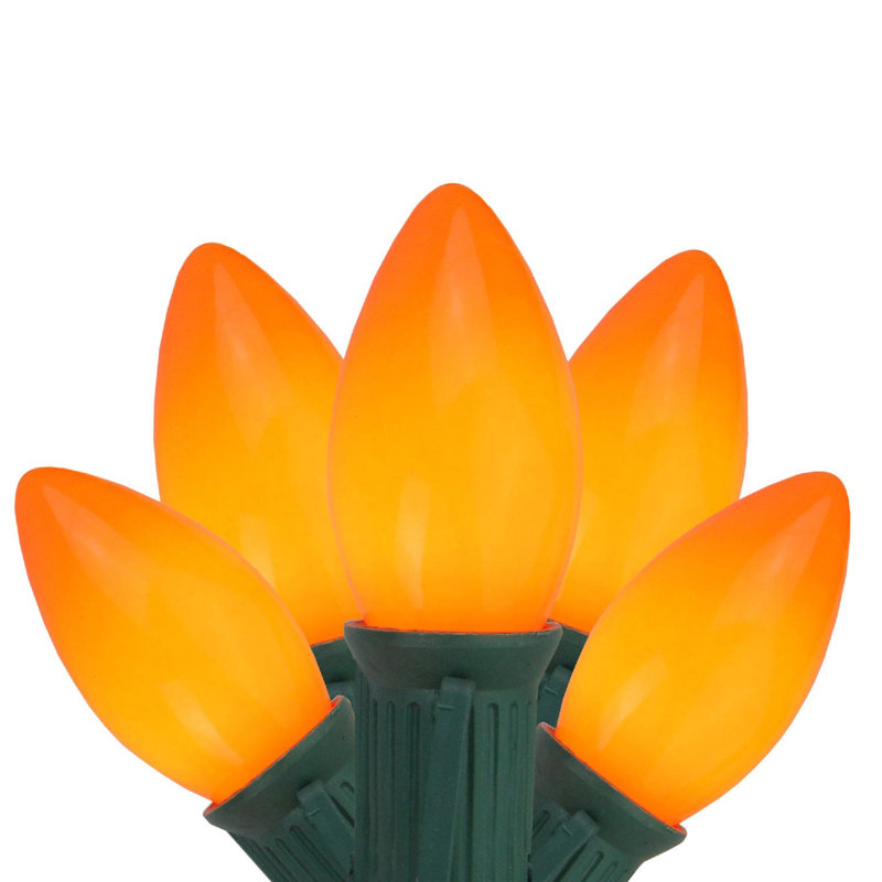 Ensemble de 25 lumières de Noël C9 25 fils vert, Orange opaque
