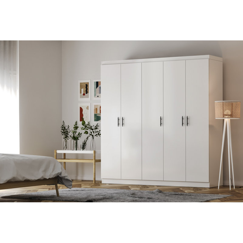 Armoire élégante avec 2 portes, couleur anthracite | 100% panneau de particules enduit de mélamine, épaisseur: 0,7 pouce | Vaste espace de rangement pour les vêtements et les accessoires, design élégant et durable