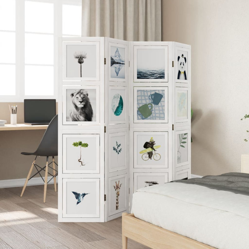 Scottsville 145cm W 4 - Panel Solid Wood Folding Room Divider, 160cm H x 145cm W