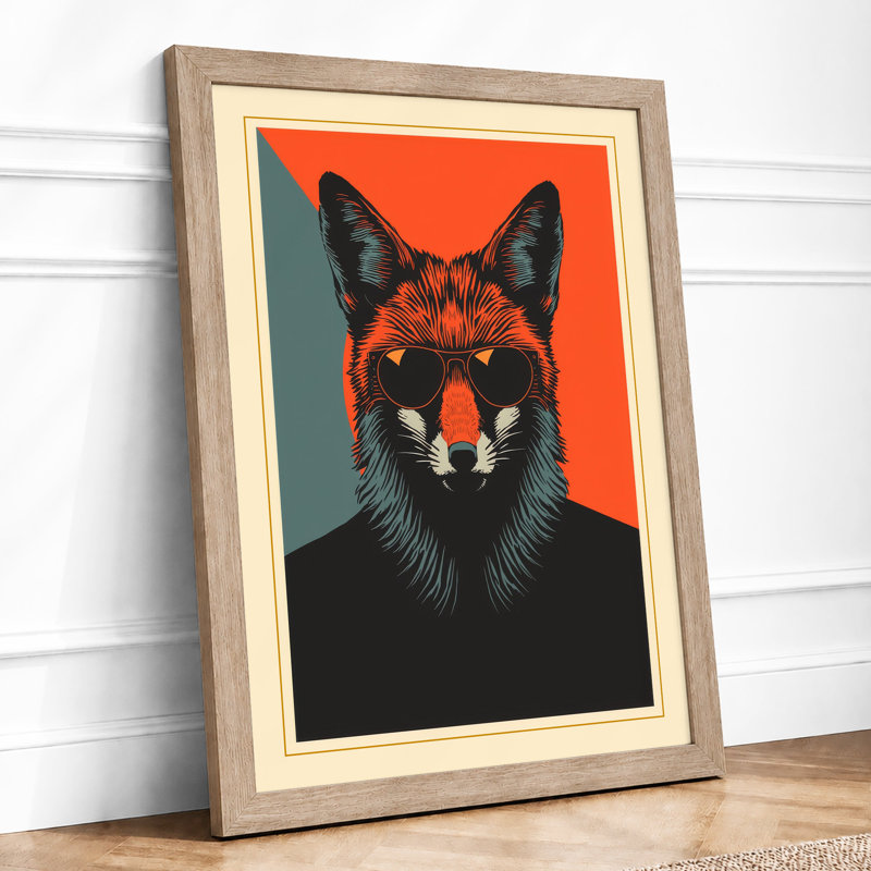 Fox-Headed Figure Modern - Framed Print, Oak, A3 - 42.0 x 29.7 cm