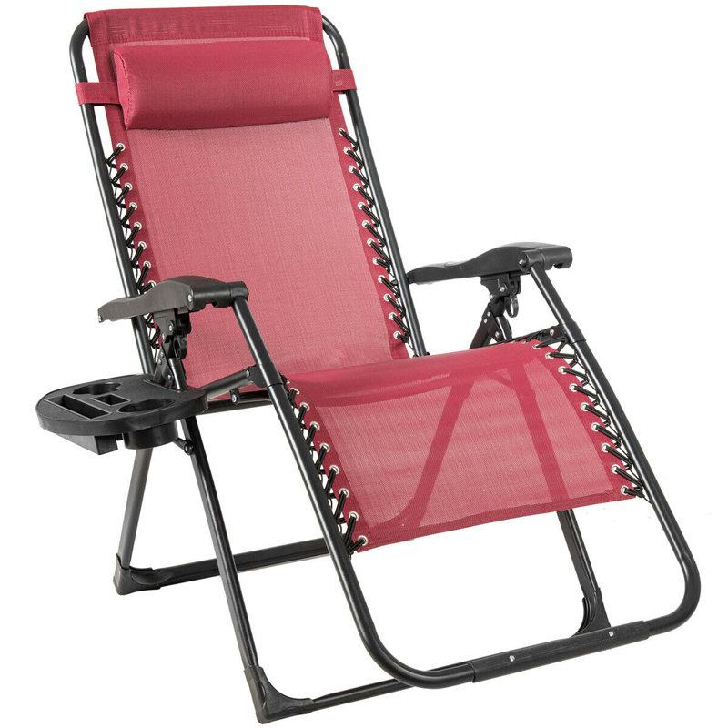 Jaleasa Outdoor Rust-Resistant Metal Chaise Lounge, Wine