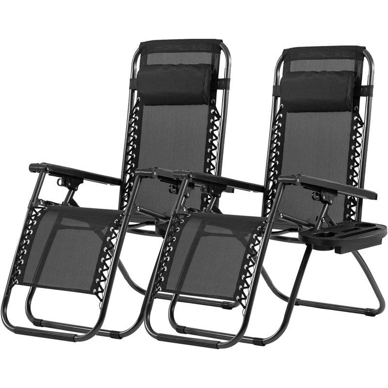 Chaise inclinable zéro gravité avec coussin Maxine, Noir