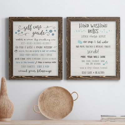 Guide to Self Care - Ensemble de 2 encadrements d'art textuel sur toile