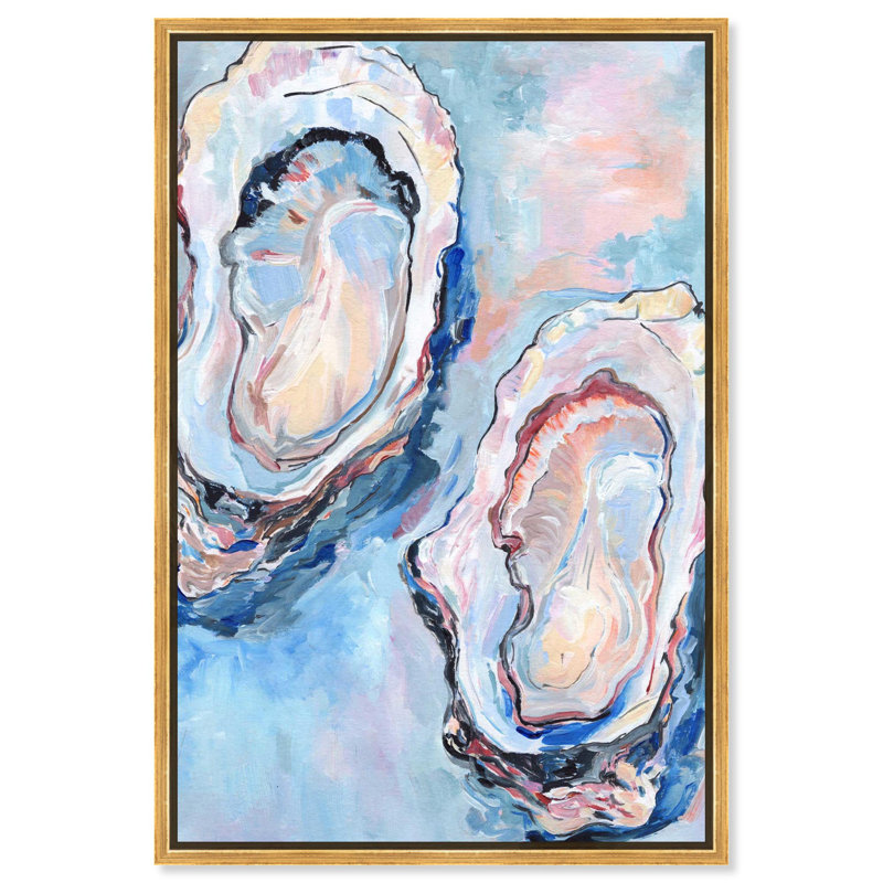 Finding Seashells Canvas Colorful Abstracts by , 37" H x 25" W, Gold Floater Frame