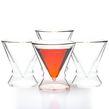 Demerion Stemless Martini Glasses - Double Walled Design with Ring Base- Drink Suspended in Air - 8 oz - Set of 4 (Set of 4) Orren Ellis