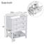 Meuble-lavabo 24 po sans lavabo, base seulement, structure en bois massif, armoire de rangement avec tiroir et tablette ouverte, blanc