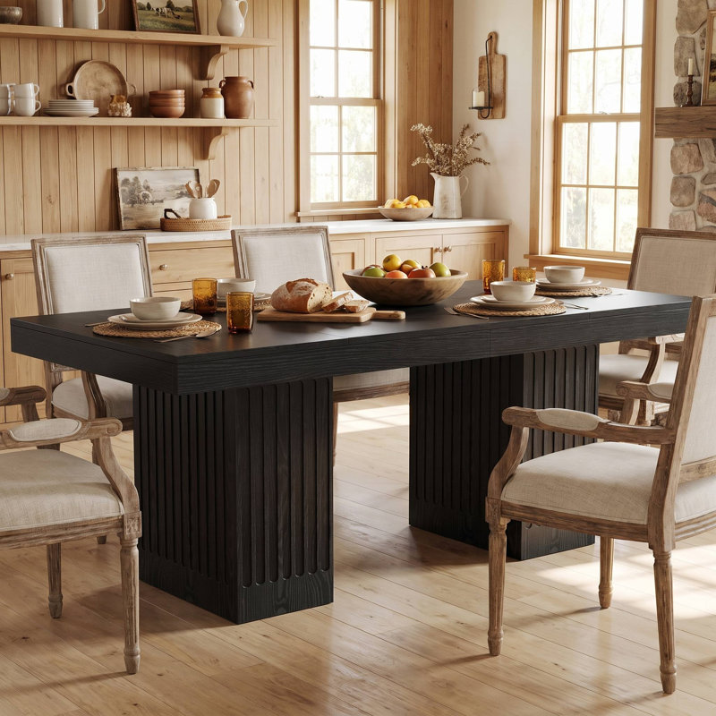 Modern Rectangular Dinner Table with Pedestal Base