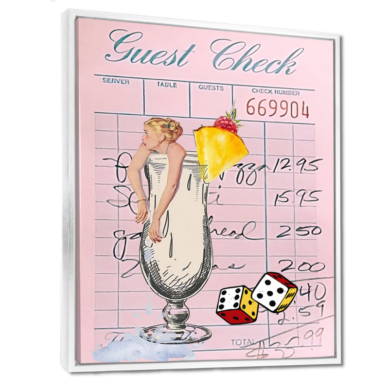 «Happy Check», art mural, salon, Toile encadrée flottée blanche, H 44 po x l 34 po x P 1,5 po