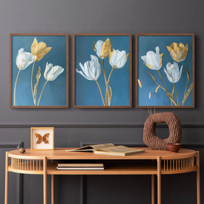 Étude florale XLIV - ensemble de 3 estampes numériques - prêt à accrocher