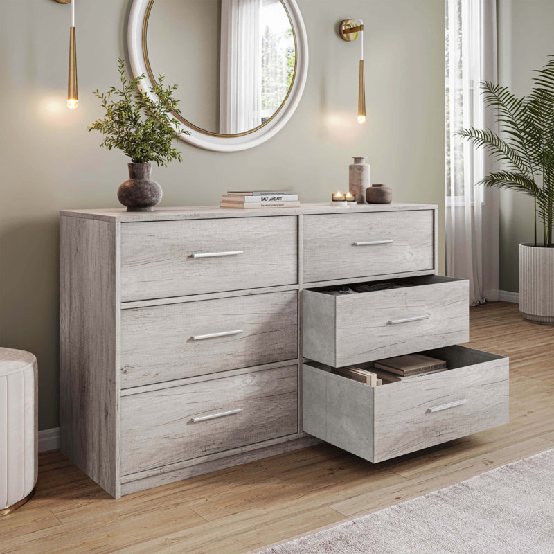 6-Drawer Dresser With Large Fabric Drawers, Gray