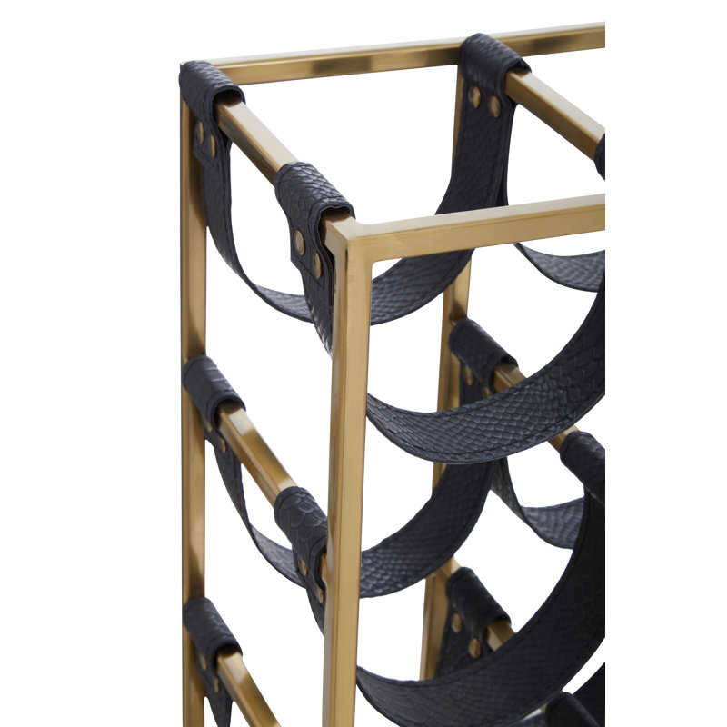 Aldrin Tabletop Wine Bottle Rack, Black/Gold
