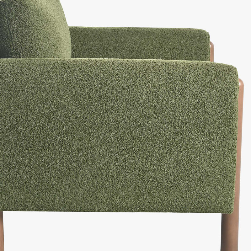 Fauteuil d'appoint surdimensionné, fauteuil de salon rembourré avec pieds en noyer, main courante courbée, vert