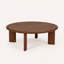 Table basse ronde Liva en noyer massif - Table basse scandinave moderne fabriquée à la main, disponible en deux hauteurs : 40,6 cm et 45,7 cm.-2018867773