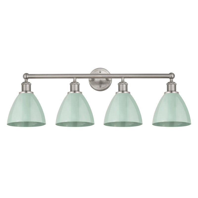 Amylee 4 - Light Dimmable Vanity Light, Seafoam, Satin Nickel