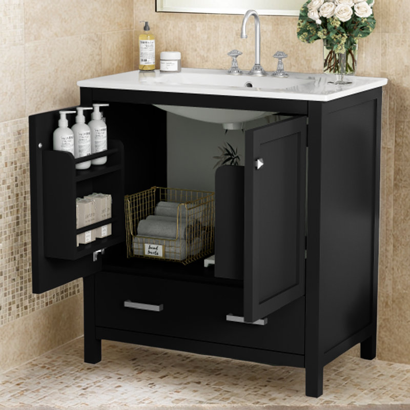 30" Bathroom Vanity with Single Sink, Combo Cabinet Undermount Sink, Bathroom Storage Cabinet with 2 Doors and a Drawer, Soft Closing, Multifunctional Storage, Solid Wood Frame