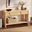 Console cannelée de 55 pouces avec tiroirs à fermeture en douceur et plateau en bois massif - Table d'entrée en pin naturel
