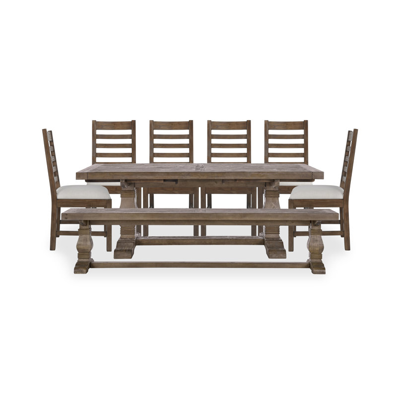 Kinston 8 - Piece Extendable Solid Wood Double Pedestal Dining Set