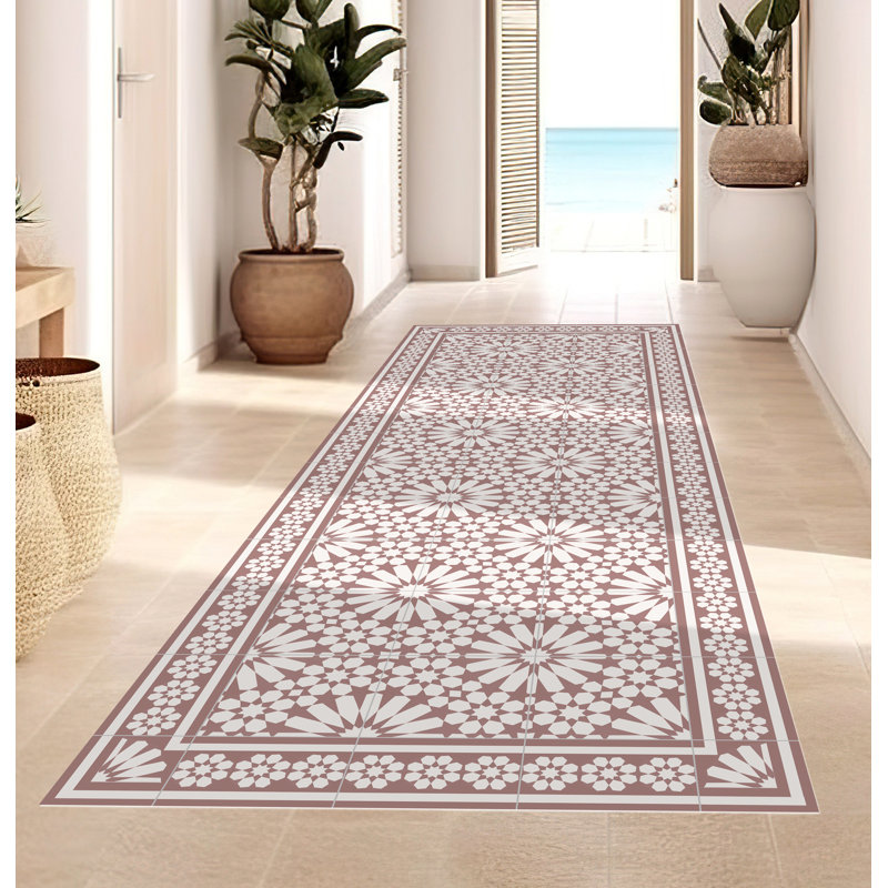 Absar Vinyl Machine Printed Area Rug, Rectangle 2'7.5" x 9'10.1"