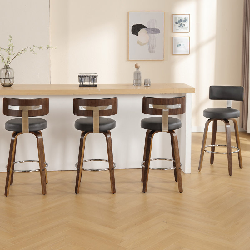 Tabouret de bar et de comptoir Sonja, Siège gris / cadre brun, Tabouret de bar (siège d'une hauteur de 29 po)