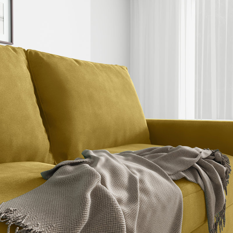 Merissa 58'' Velvet Square Arm Sofa Loveseat, Goldenrod Velvet