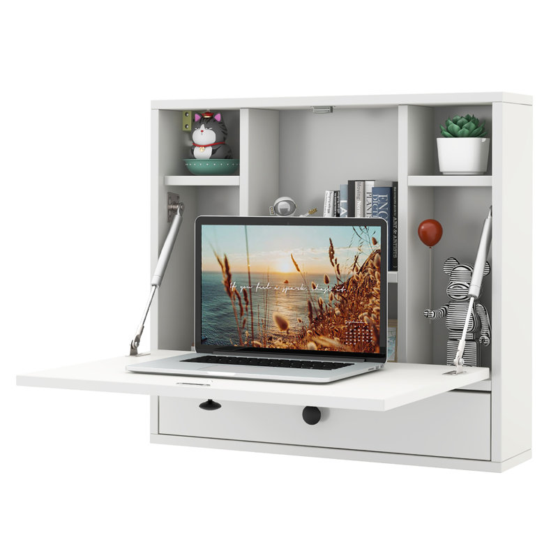 Bureau flottant rectangulaire l 24 po Ruchir, Blanc