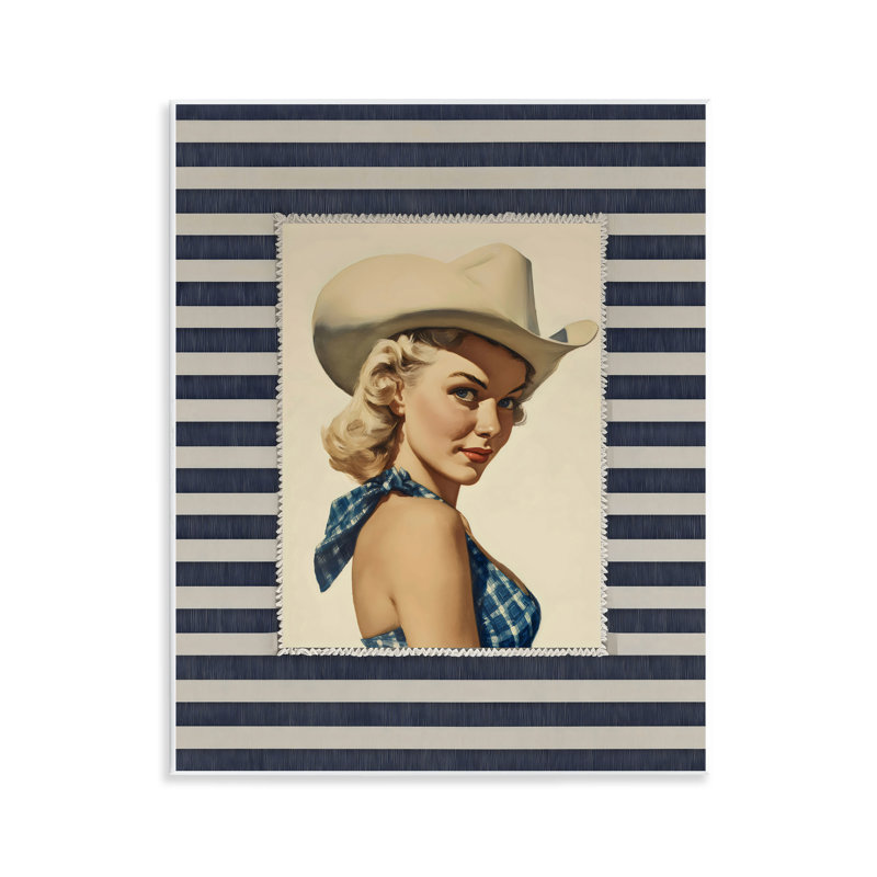 Rétro plaque murale Cowgirl Stripes, design par Arlington Prints