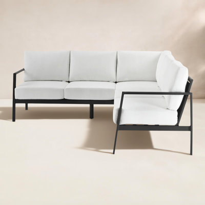 Armando 77.5'' Wide Triangle Aluminum Patio Sectional with Sunbrella® Cushions