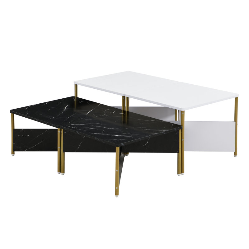 Ensemble de tables basses Modern Modern de 4 pièces, Noir / blanc