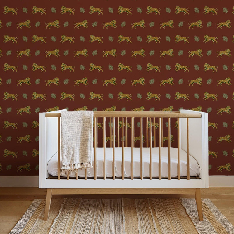 Legacy Lion - Wallpaper, Red, Faux Grasscloth, Non-Pasted