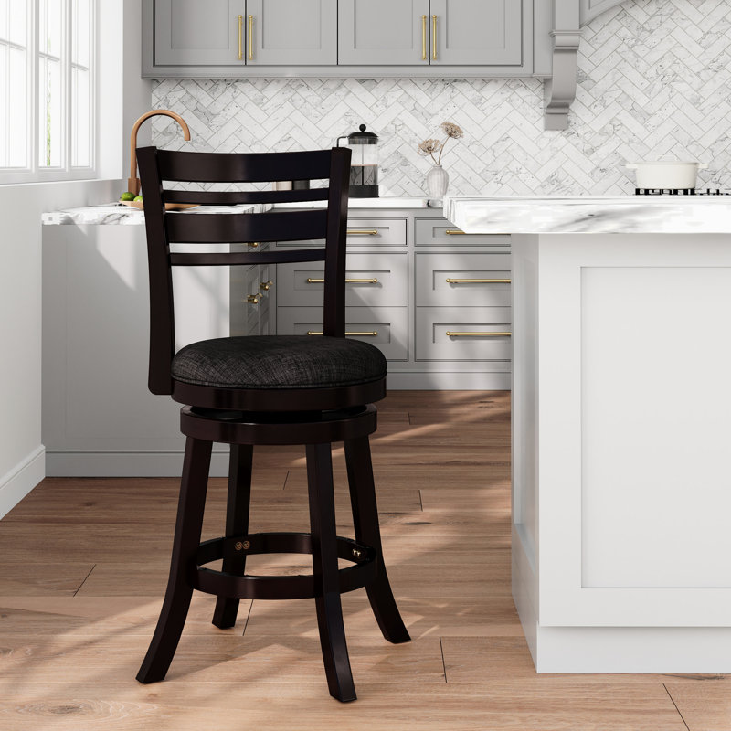Tabouret pivotant de 24 po à hauteur de comptoir, tissu gris anthracite - siège à dossier à lattes fonctionnel