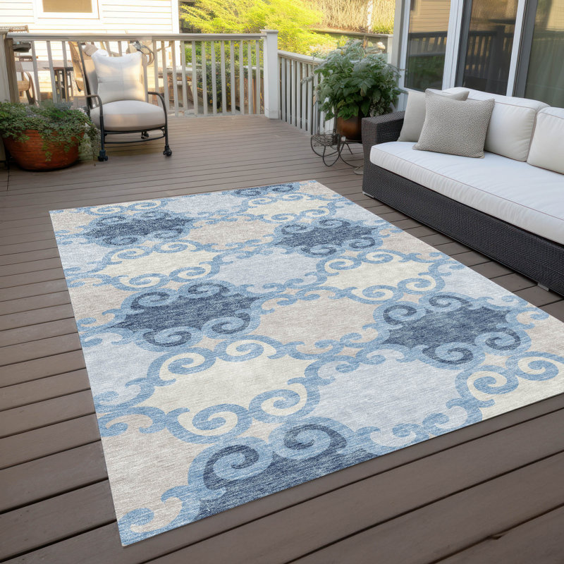 Malek Indoor/Outdoor Area Rug with Non-Slip Backing, Rectangle 8' x 10'