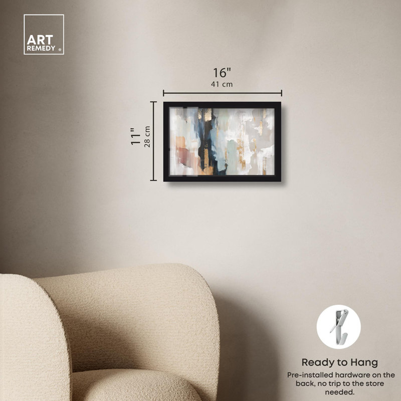 «Golden Descent III Boho Decor Shadowbox» par Art Remedy, H 11 po x l 16 po, Noir