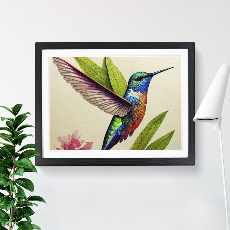 Hummingbird Vol.2 - Single Picture Frame Print, Black, 34cm H x 46cm W x 2cm D